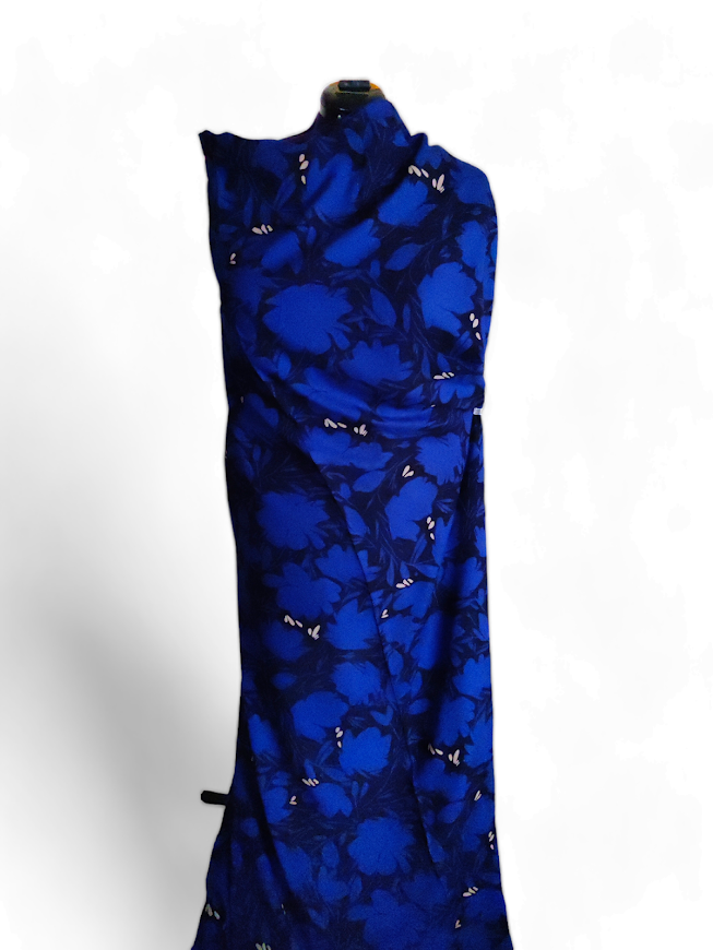 Viskose Crepe Floral Shade Cobalt Blue