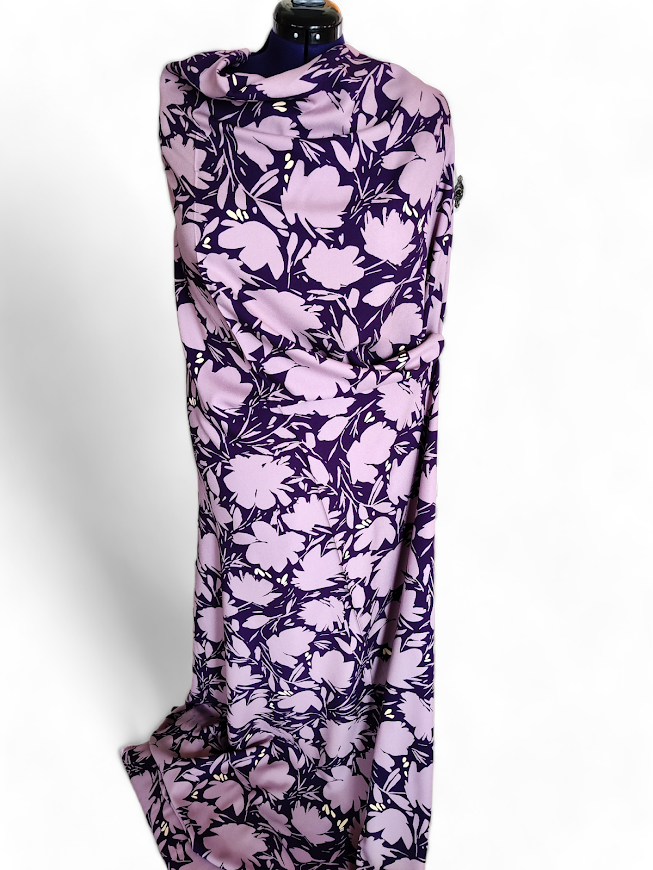 Viskose Crepe Floral Shade Lilac