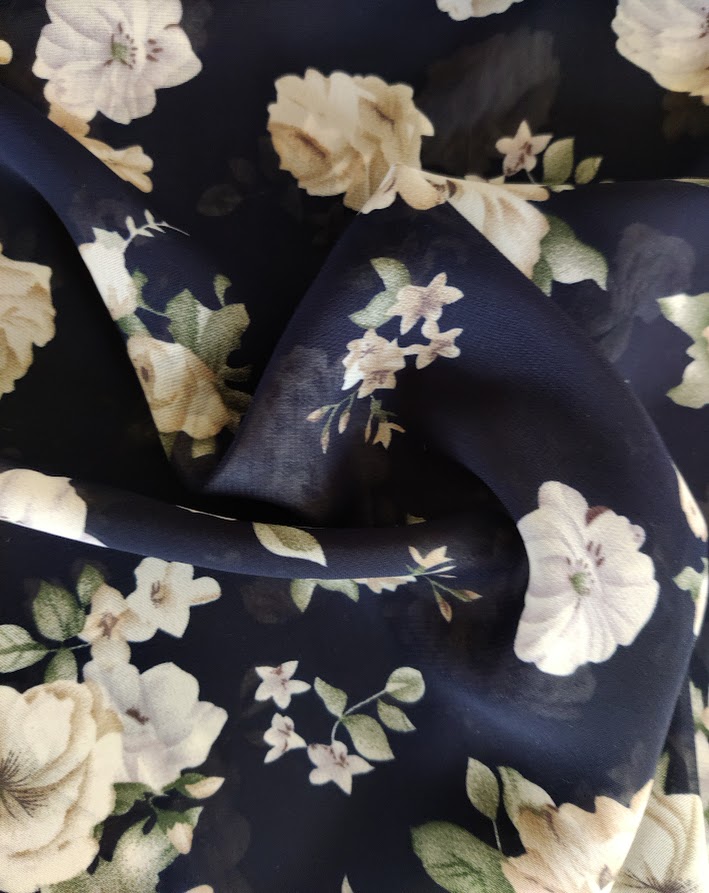 Chiffon Flowers Navy