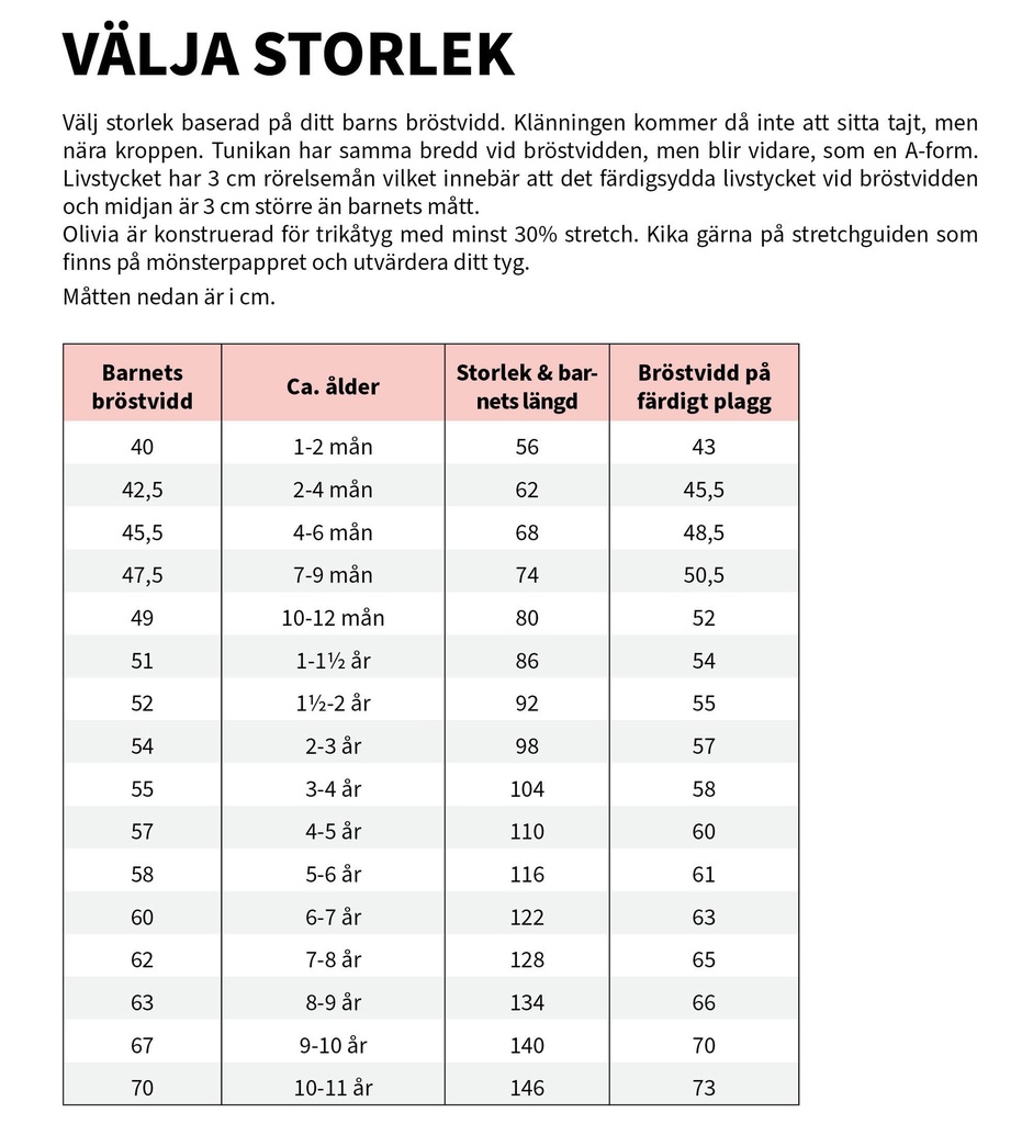 Olivia Kjole og Tunika - Symønster