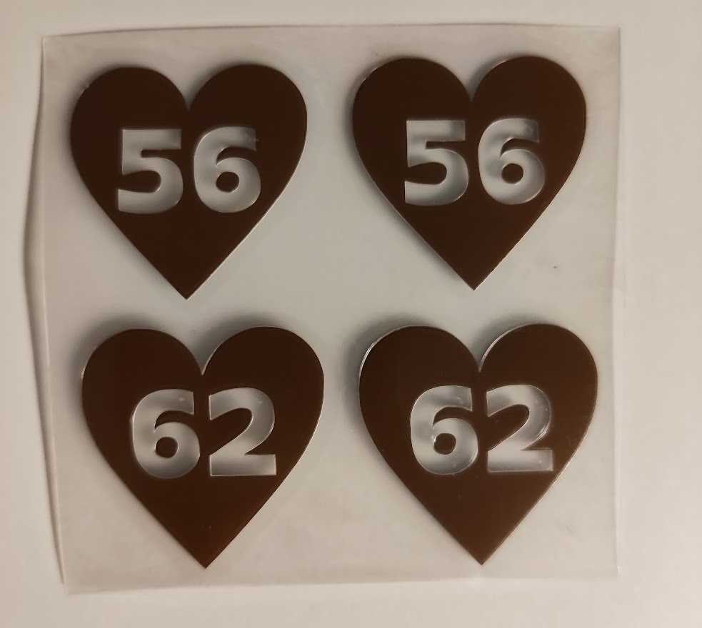 Størrelsemerke Vinyl Hjerte (6 pk)