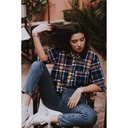 Flanell - Rutet Navy/ Rust