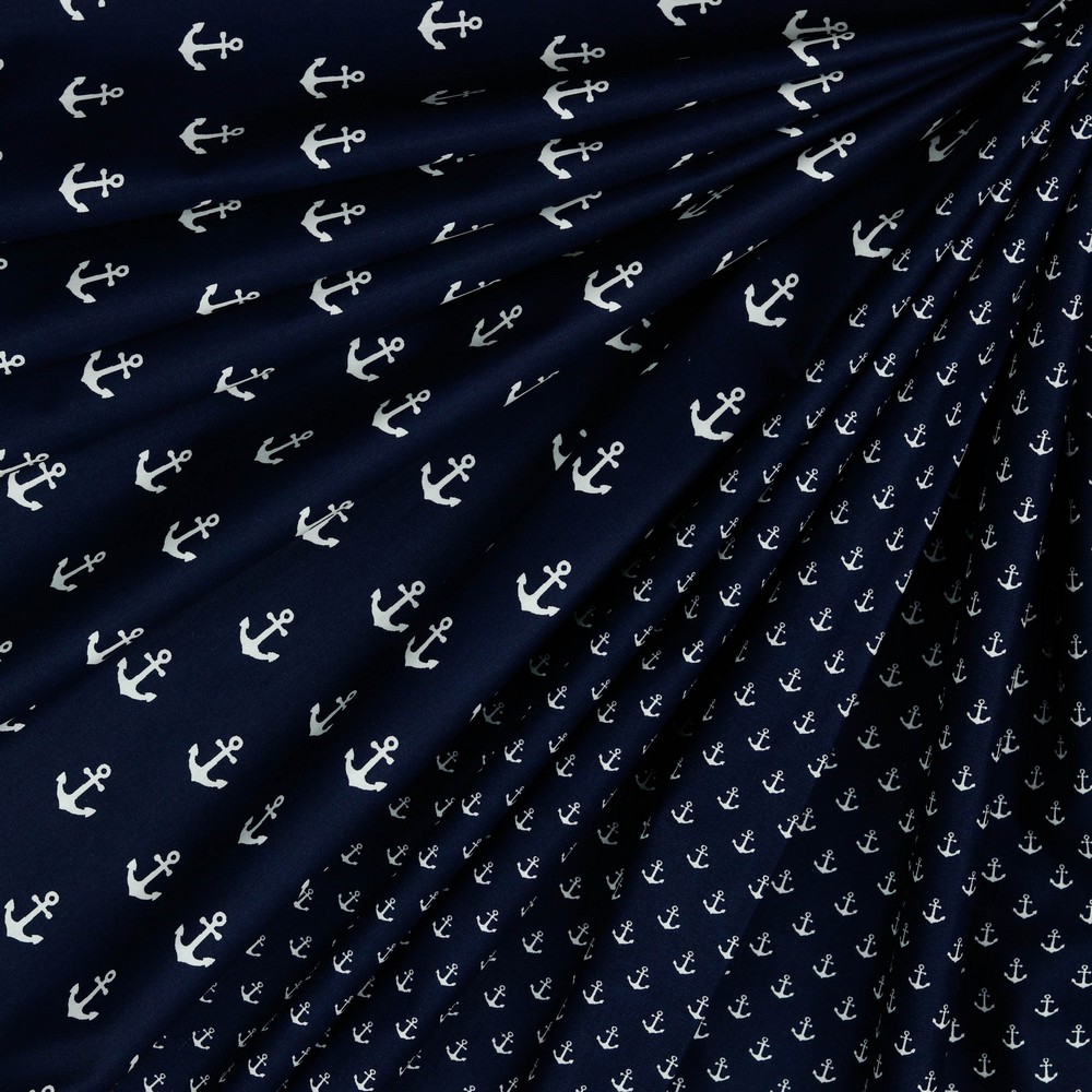 Poplin Petit Anchor Navy