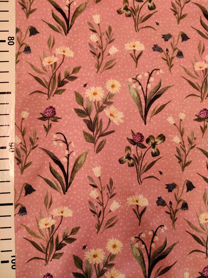 Jersey Norsk Blomstereng Mørk Rosa 