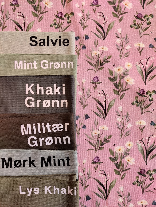 Jersey Norsk Blomstereng Mørk Rosa 