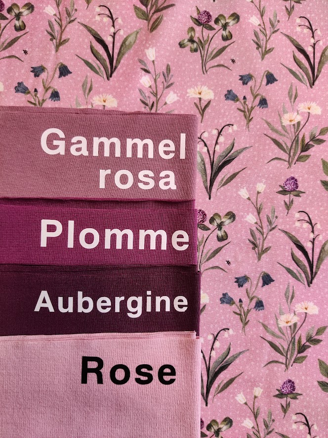 Jersey Norsk Blomstereng Mørk Rosa 