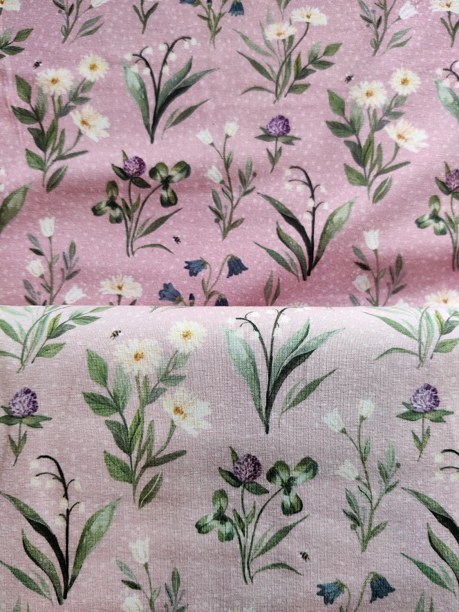 Jersey Norsk Blomstereng Mørk Rosa 