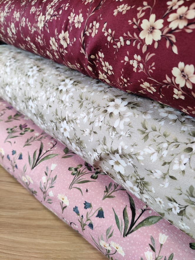 Jersey Norsk Blomstereng Mørk Rosa 