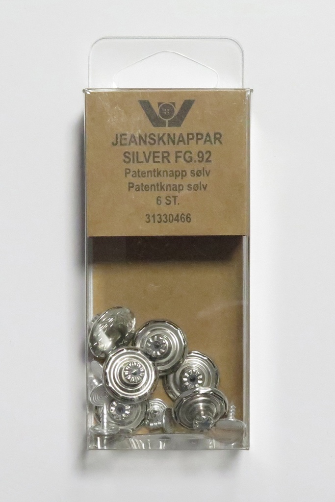 Patent-/ Jeansknapper - Sølv