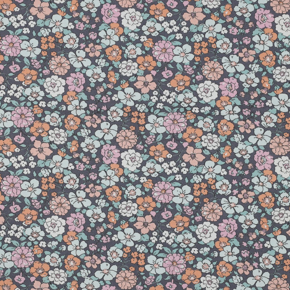 Poplin Vintage Flowers Navy