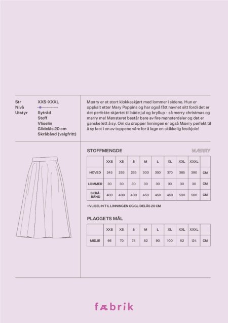 Mærry Skjørt - Symønster 