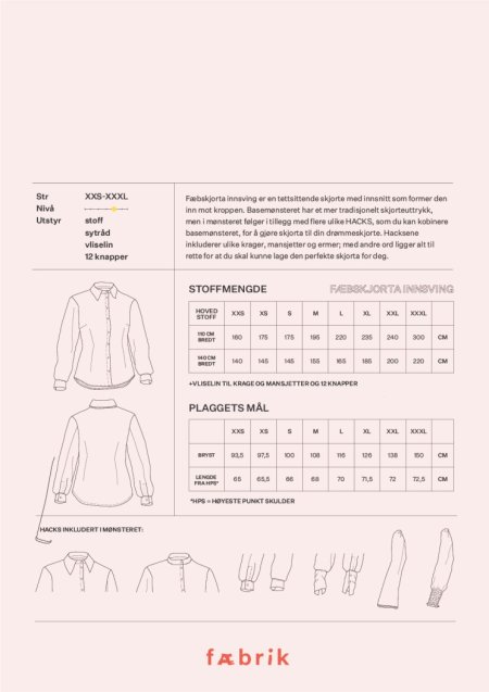 Fæbskjorta (Innsving) - Symønster  