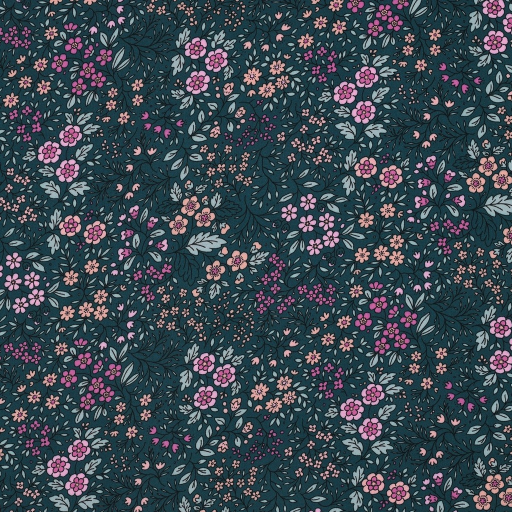 Viskose Flowers Green