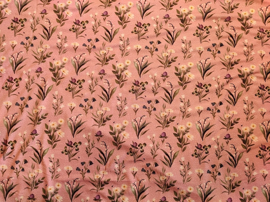 Jersey Norsk Blomstereng Mørk Rosa 