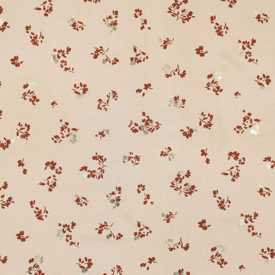 Viskose Foil - Små blomster Beige