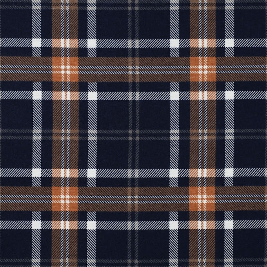 Flanell - Rutet Navy/ Rust