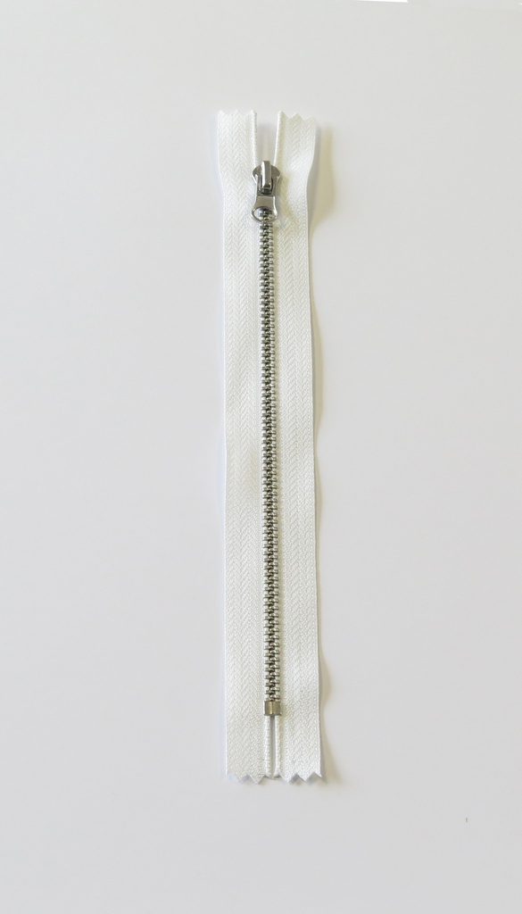 Glidelås Metall - 4 mm - Hvit