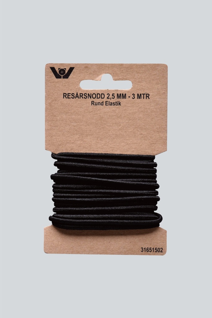 Rund strikk 2,5 mm - Svart
