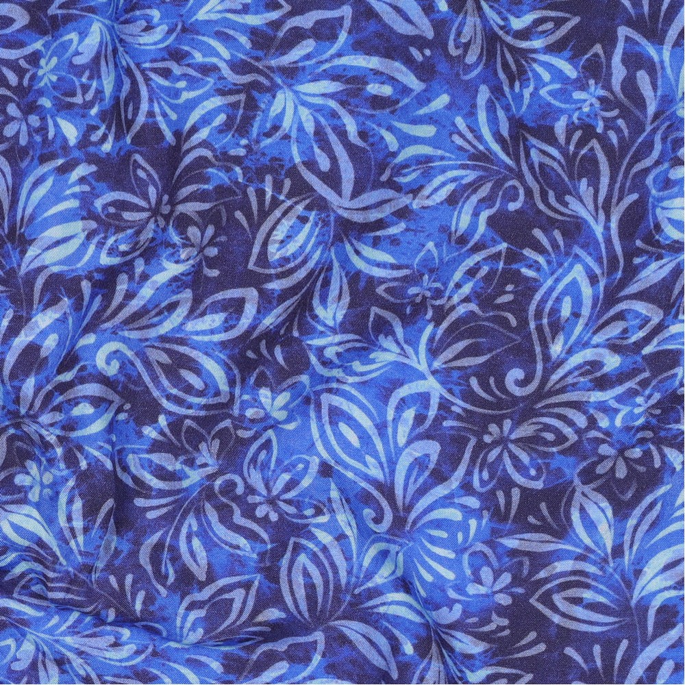 Viskose Leaves Blue