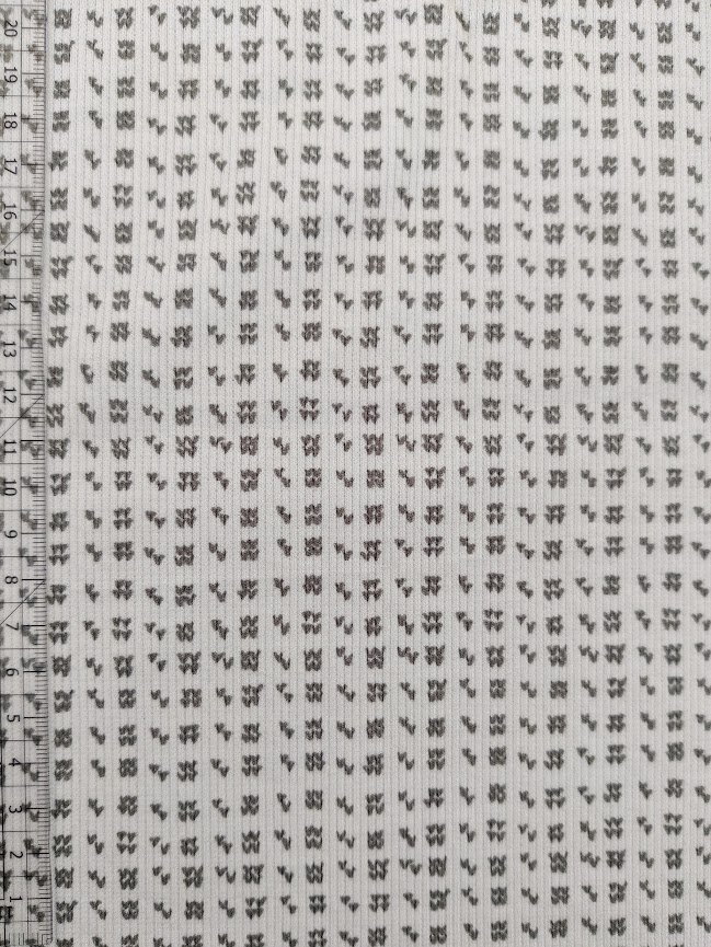 Stoffbit (3m) - Grovstrikket Ribb Islender - Grått mønster