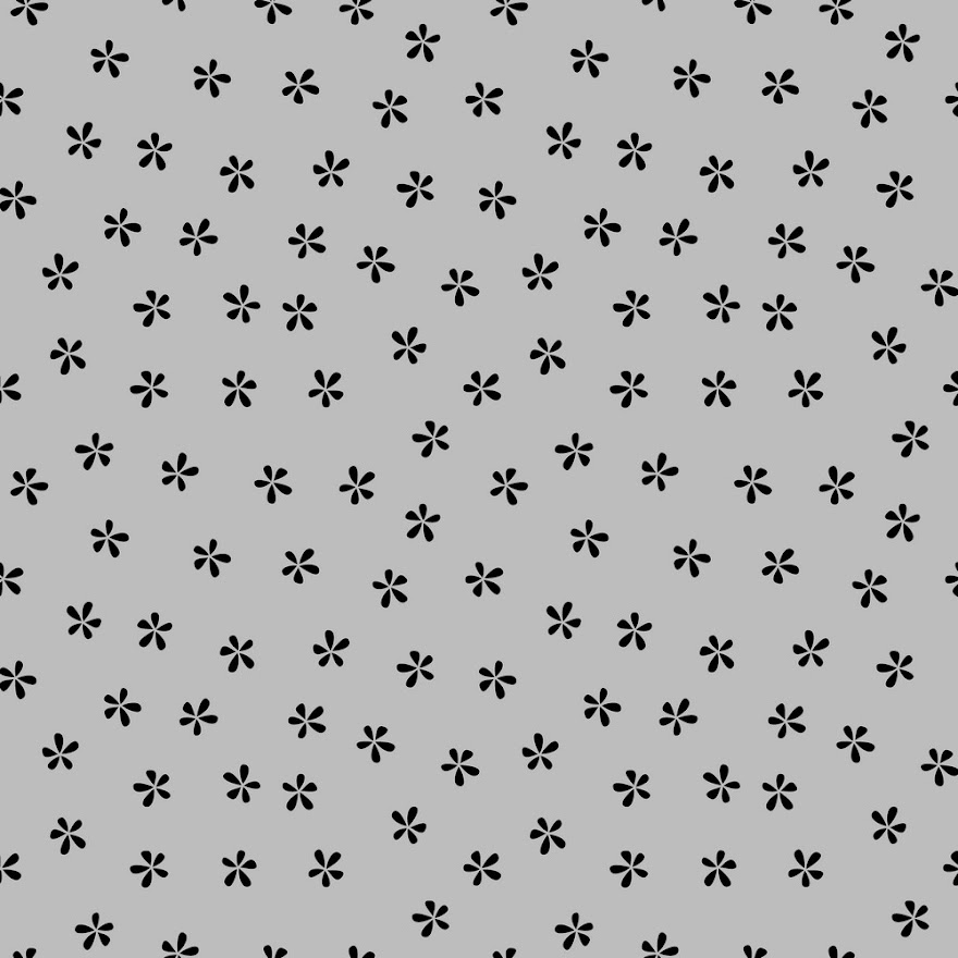 Stoffbit (1m) - Isoli Simple Flowers - Lys Grå