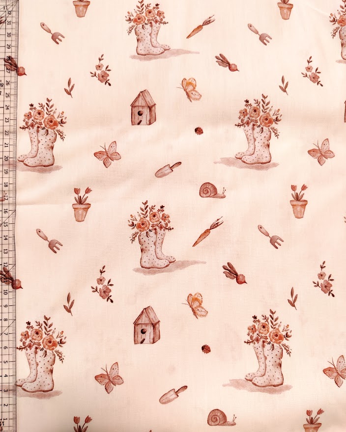 Stoffbit (1m) - Poplin Gardening Beige 