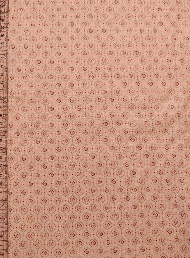 Stoffbit (1m) - Poplin Blomster og Prikker Pudder