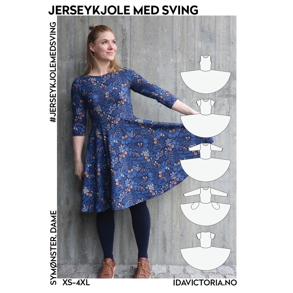 Jerseykjole med sving - Symønster