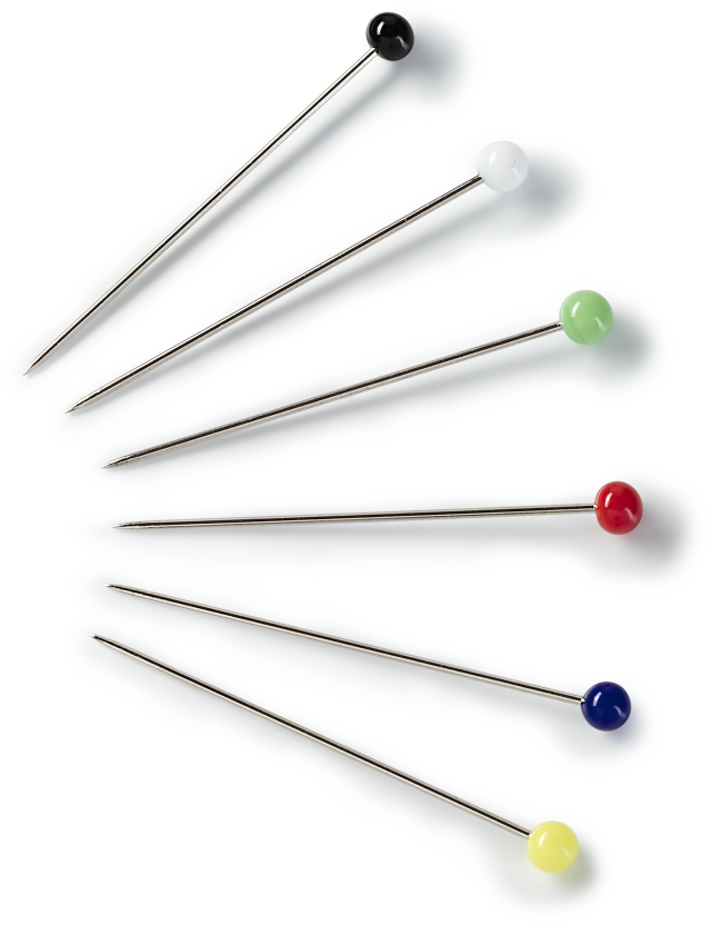 Knappenål med glasshode - Assortert farge