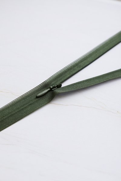 Usynlig Glidelås 30 cm - Khaki Green