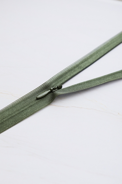 Usynlig Glidelås 30 cm - Olive Green