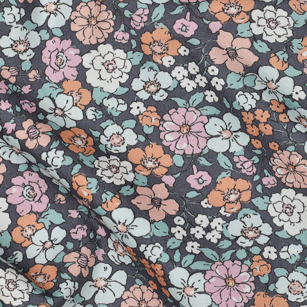 Poplin Vintage Flowers Navy