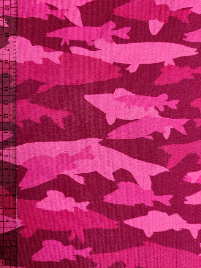 Stoffbit 0,8m - Jersey Camo Fisk Rosa
