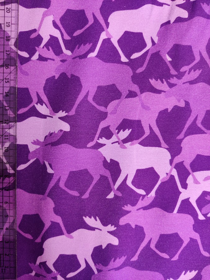 Stoffbit 1m - Jersey Camo Elg Lilla 