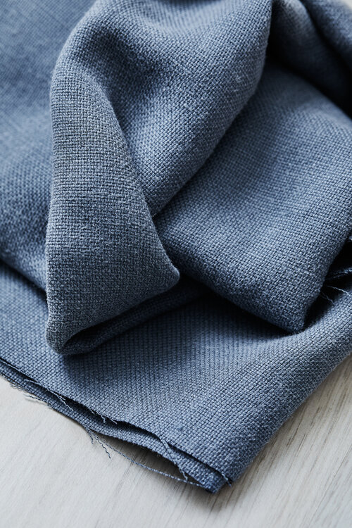 Stoffbit 0,7m - TENCEL Lyocell/ Lin, Grov-vevd Dusty Blue 