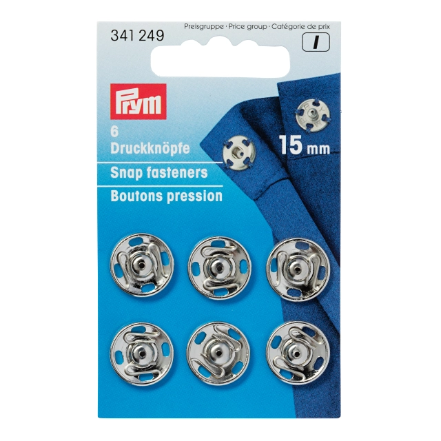 [80341166] Trykknapper for påsying 15mm - Sølv