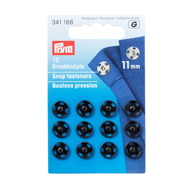 Trykknapper for påsying 11mm - Svart