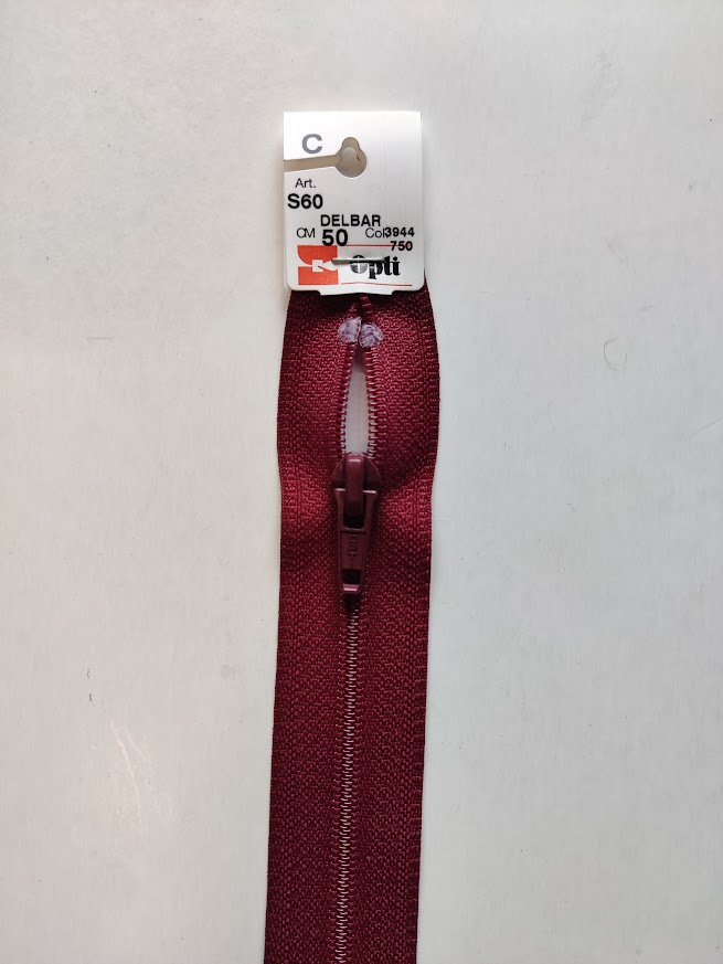 Delbart Spiral Glidelås 6mm - Burgunder (60 cm)