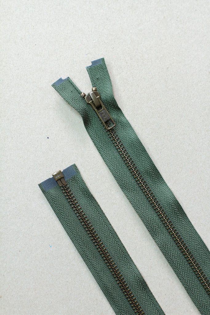 Delbart Metall Glidelås - Khaki Grønn (60 cm)