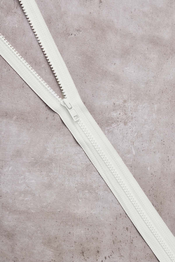 Kraftig Glidelås Delbart - Creamy White (60 cm)