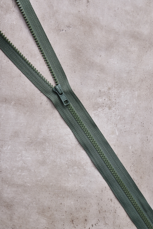 Kraftig Glidelås Delbart - Khaki Green (60 cm)