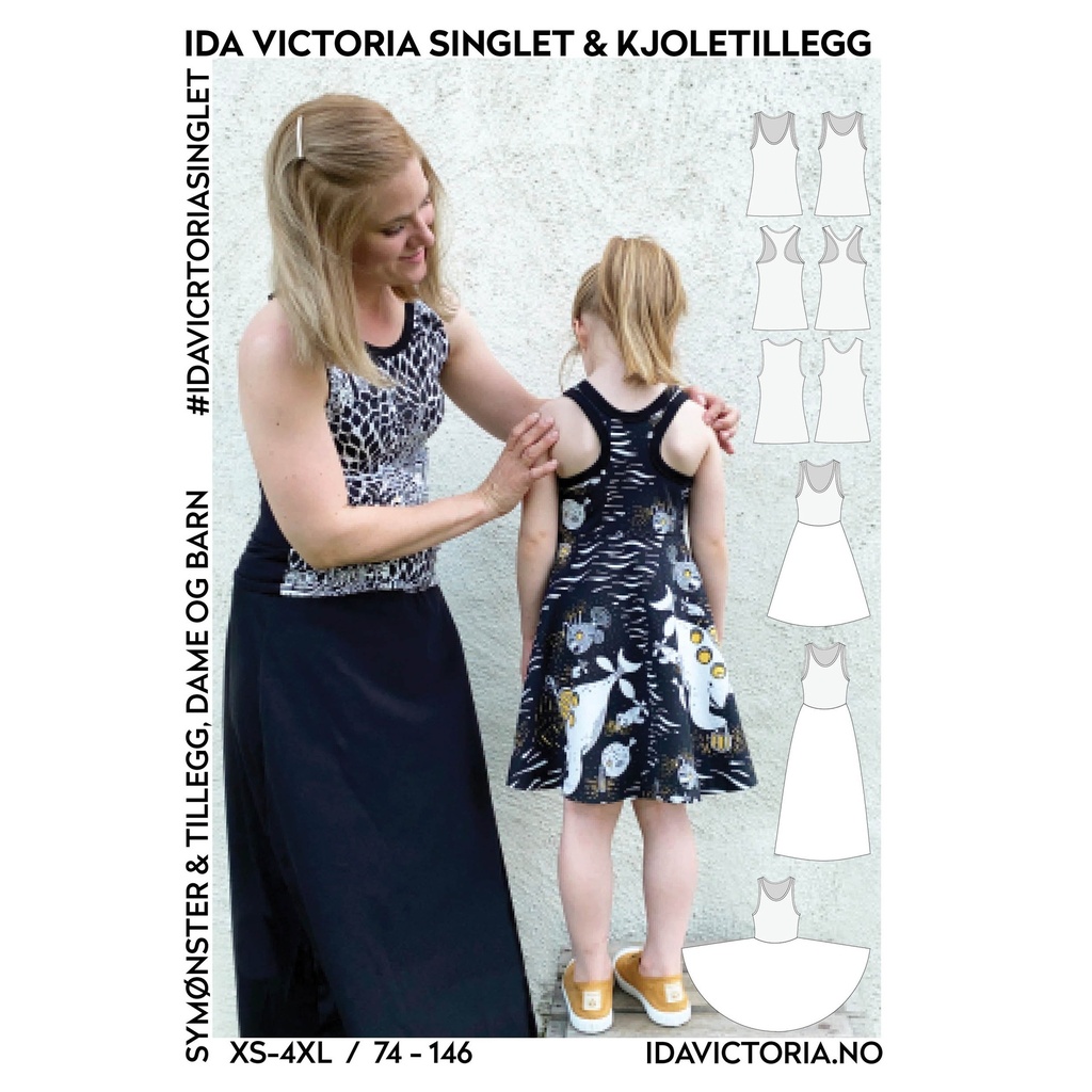Singlet og Kjoletillegg, barn og dame - Symønster