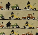 Stoffbit 1m - Jersey Gravemaskin og Traktor - Sand