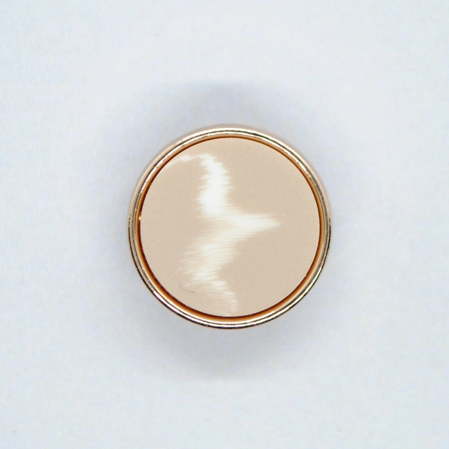 Metallknapp Resin - Beige med gullfarget kant