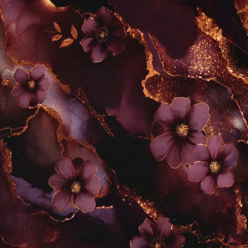 Punto - Digital Flowers Aubergine