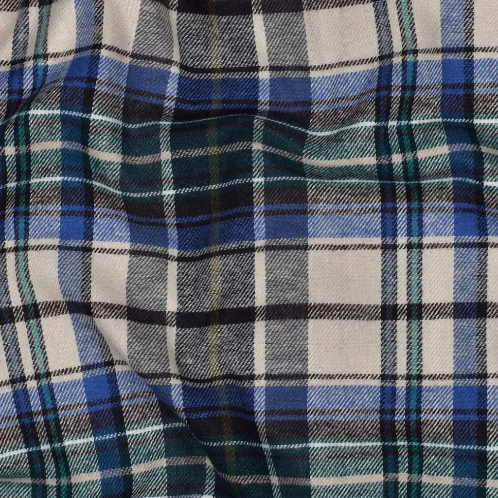 Garnfarget flanell - Rutet Blå