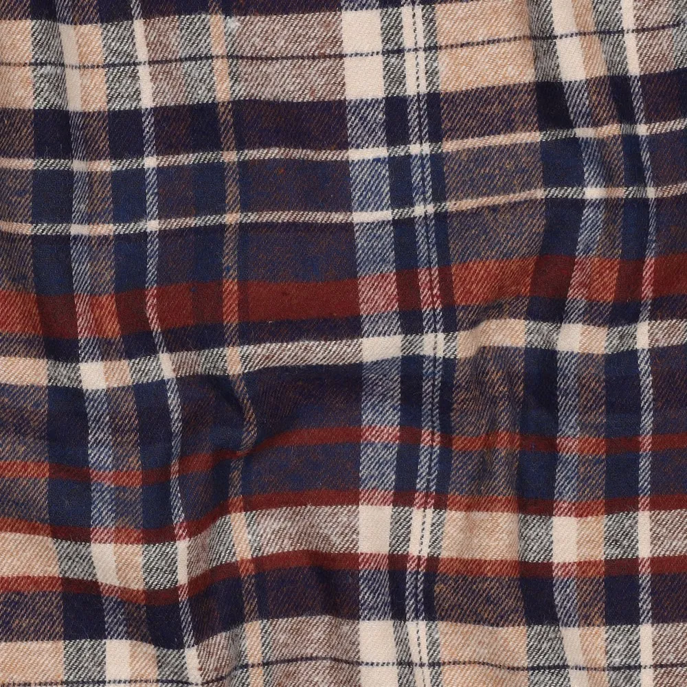 Garnfarget flanell - Rutet Navy