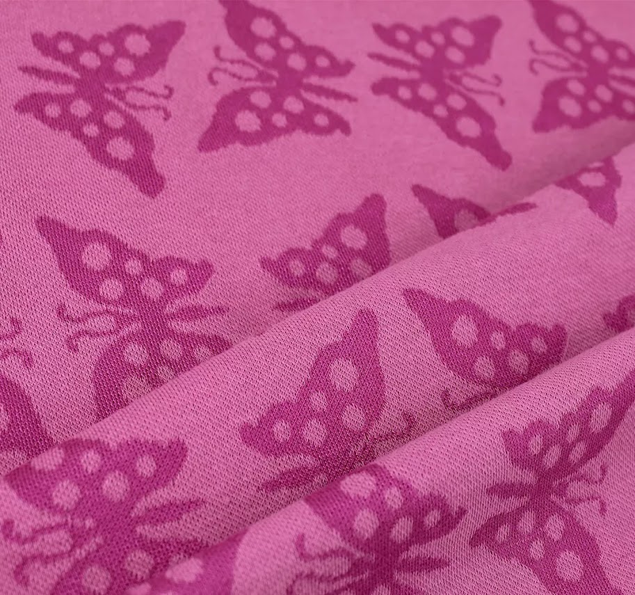 Stoffbit 0,4m - Bambus Strikk - Sommerfugl Fuksia