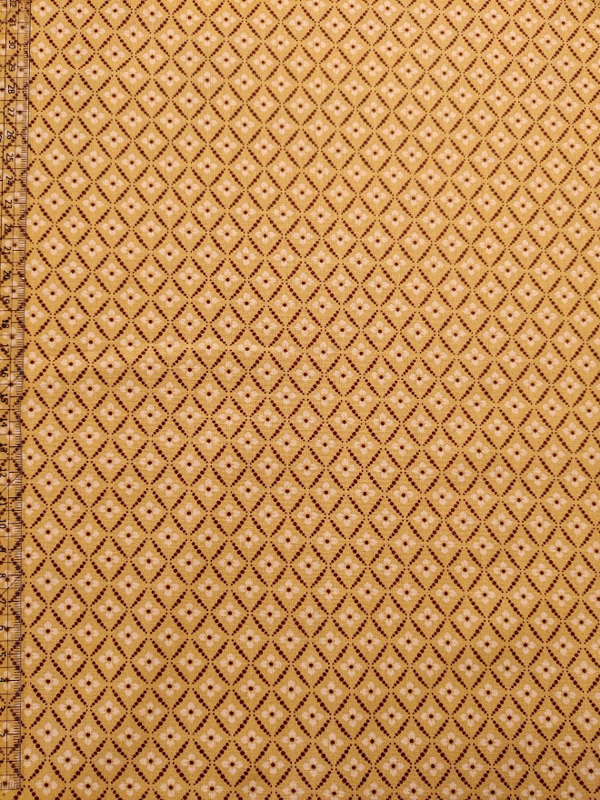 Poplin Blomster og Prikker Gul