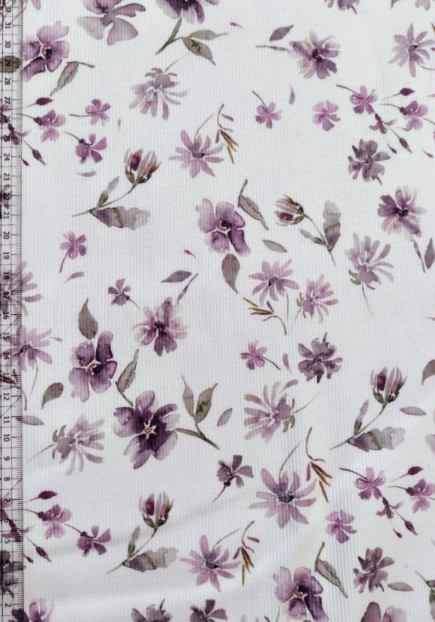 Grovstrikket ribbjersey Floral Wild Daisies